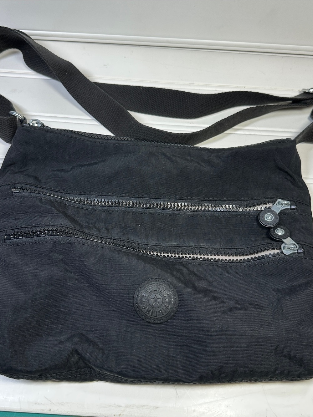 Kipling Alvar Black Nylon Crossbody 3 Zip Travel Monkey Keychain Purse Bag